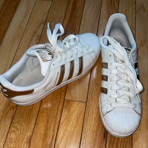 Women Adidas Superstar White Rose Gold Shell Toe Honeycomb S79416, Size 9.5